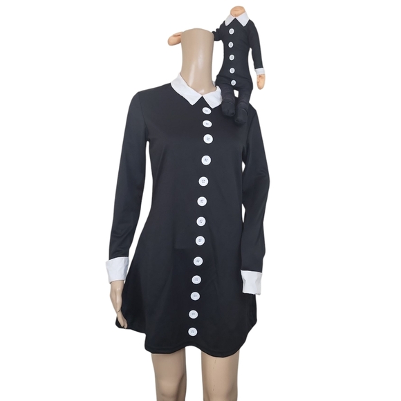Halloween Costume Dress of Wednesday of The Addams Family - Size Adult Small - Picture 1 of 3